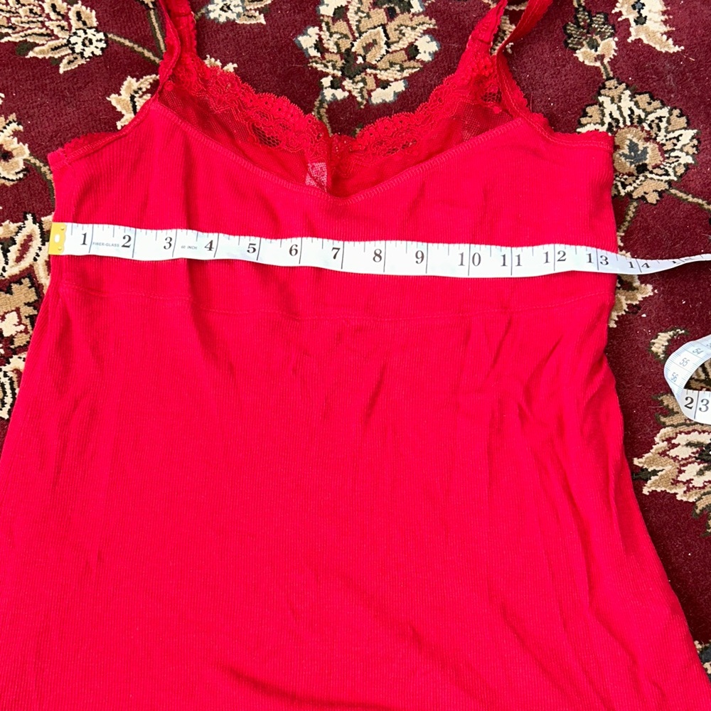 Y2K Babydoll Red Lace Trim Tank Top size M Old Navy - Picture 6 of 7